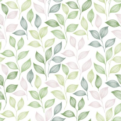 Behang Wrapping tea leaves pattern seamless vector illustration.