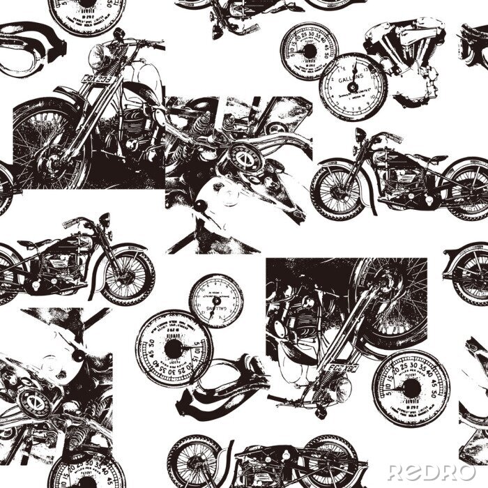 Behang 古いオートバイのパターン,