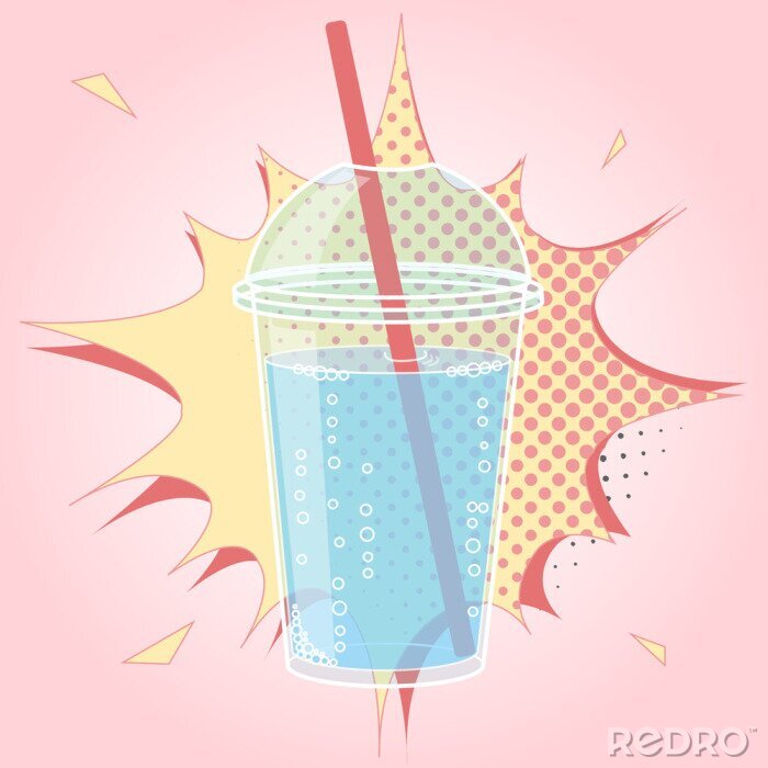 Behang Smoothie, Bubble Tea of ​​melkcocktail ontwerp in pop art komische stijl, vector illustratie