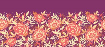 Zalmkleurige bloemen op paarse achtergrond