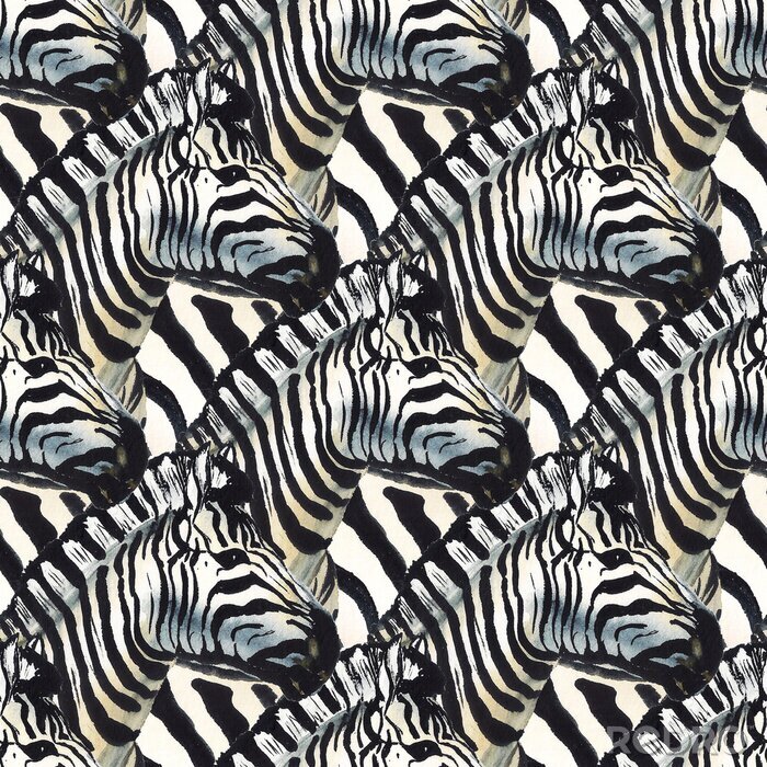 Behang Zebra's die naar één kant kijken