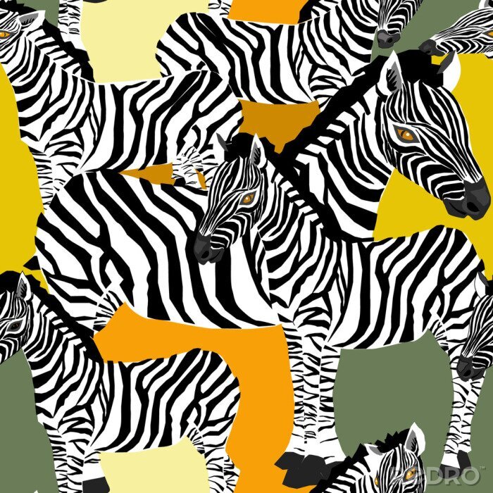 Behang Zebra's met gekleurde ogen en gekleurde achtergrond