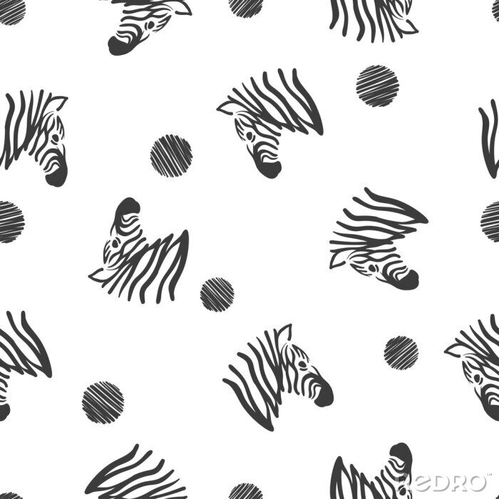Behang Zebrakoppen en zwarte cirkels