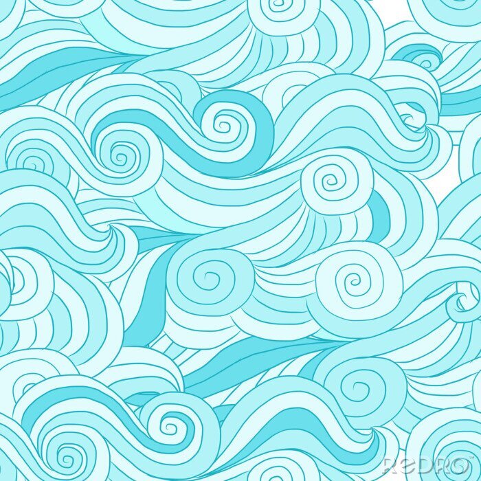 Behang Zee abstracte golven in blauwtinten