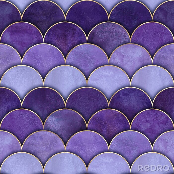 Behang Zeemeermin patroon in paars