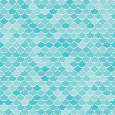 Behang Zeemeerminpatroon in blauwtinten