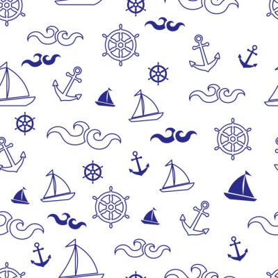 Behang Zeilbootgolven en zeeanker voor kinderen