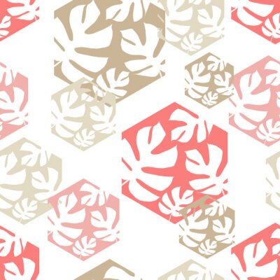 Behang Zeshoeken met bladeren