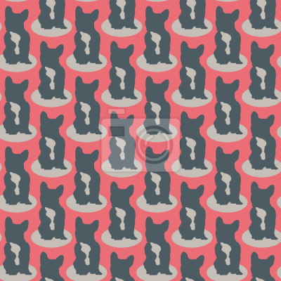 Behang Zittende honden op rode achtergrond