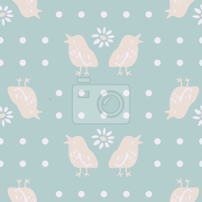 Behang Zoete Polkadot vogel