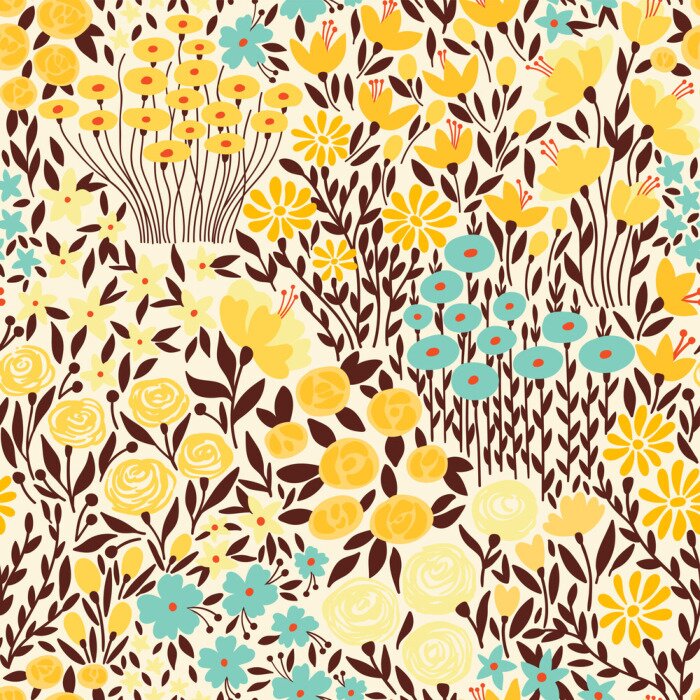 Behang Zonnige veldbloemen