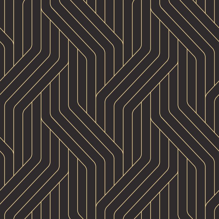 Behang Zwart en goud motief in art deco stijl