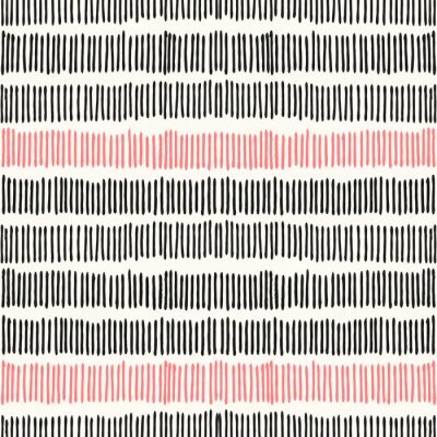 Behang Zwart en rood strepen verticaal patroon