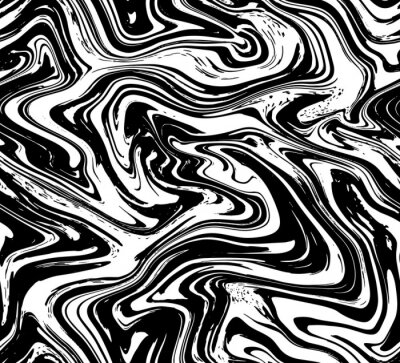 Behang Zwart en wit abstract gemarmerd patroon