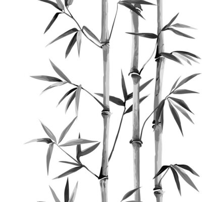 Behang Zwart en wit bamboe