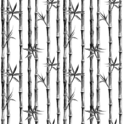 Behang Zwart en wit bamboe