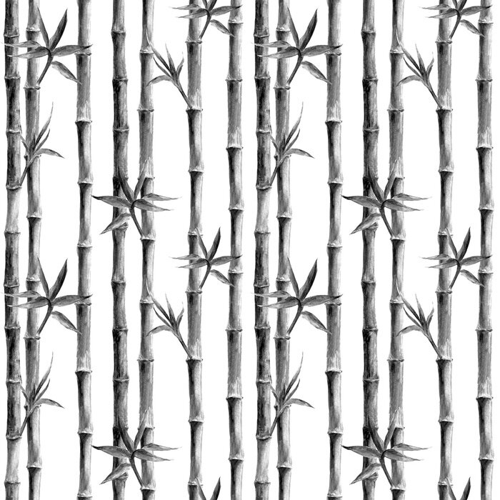 Behang Zwart en wit bamboe