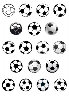 Sticker Zwart en wit voetballen of voetballen