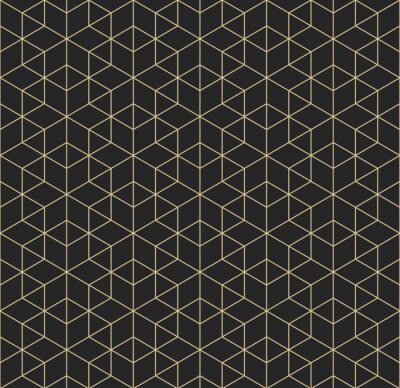Behang Zwart geometrisch patroon in abstracte vormen