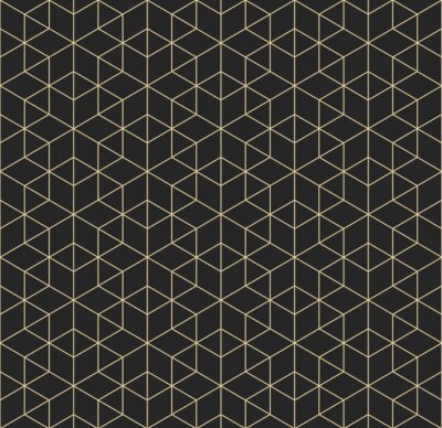 Behang Zwart geometrisch patroon in abstracte vormen