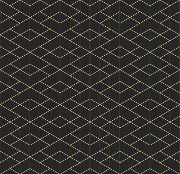 Behang Zwart geometrisch patroon in abstracte vormen