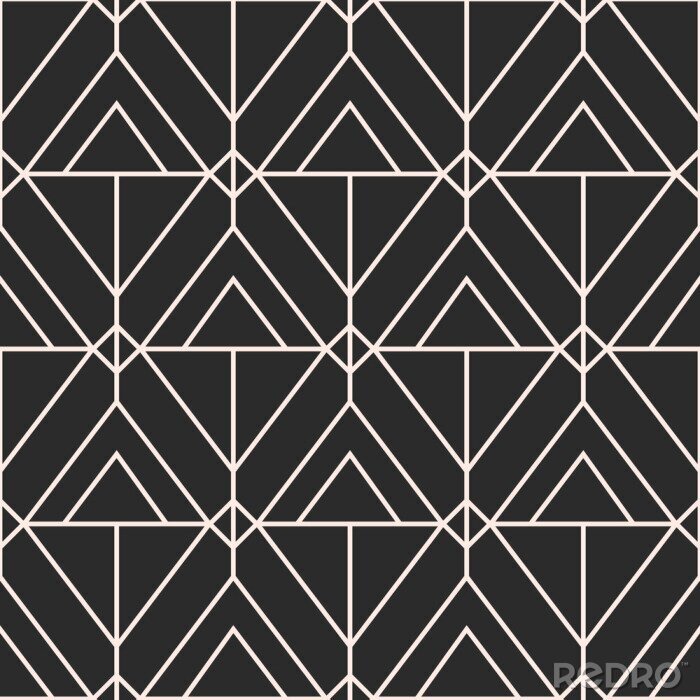 Behang Zwart motief met witte geometrische strepen