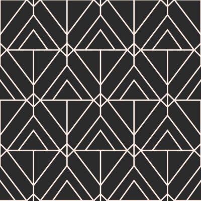 Behang Zwart motief met witte geometrische strepen