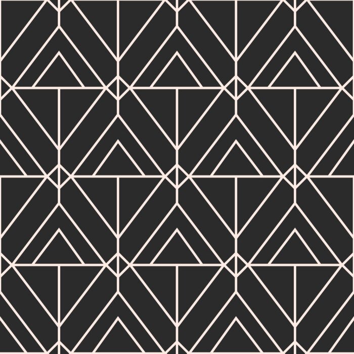 Behang Zwart motief met witte geometrische strepen