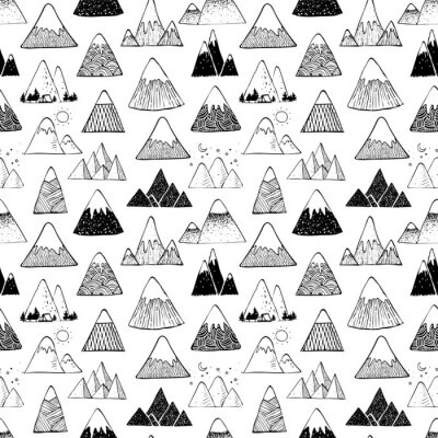 Behang Zwart-wit bergthema