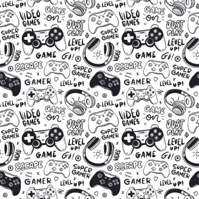 Behang Zwart-wit gamingpatroon