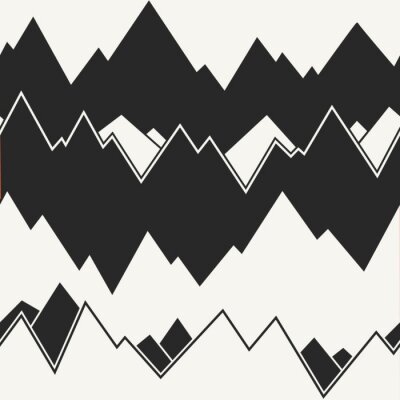 Behang Zwart-wit grafische bergen