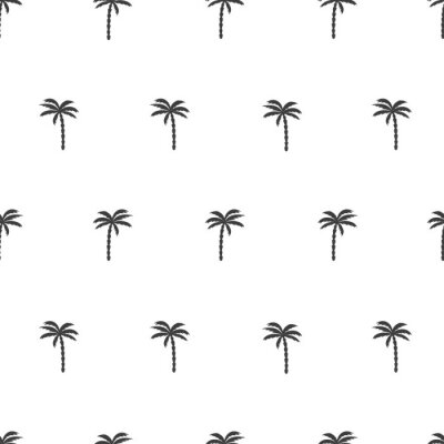 Zwart-wit naadloos patroon met palmboom. Vector tropische achtergrond.