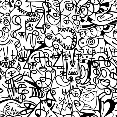 Behang Zwart-wit patroon. Naadloze achtergrond, textuur.