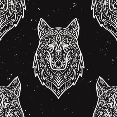 Behang Zwart-witte magische wolven