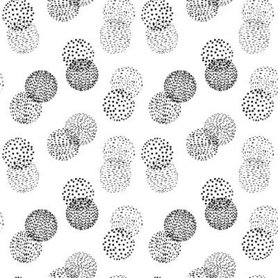 Behang Zwarte cirkels met stippen in Scandinavische stijl