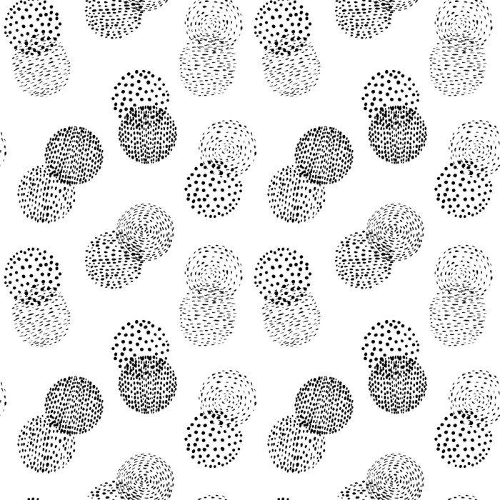 Behang Zwarte cirkels met stippen in Scandinavische stijl