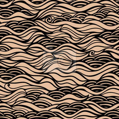 Behang Zwarte en beige abstracte golven