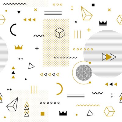 Behang Zwarte en gele minimalistische vormen