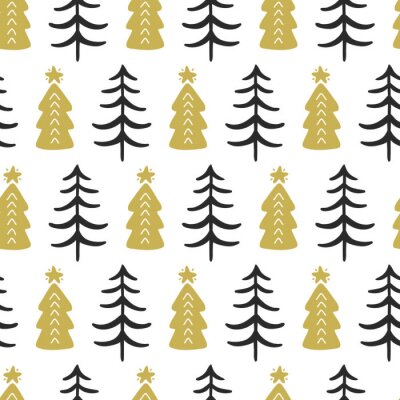 Behang Zwarte en gouden kerst