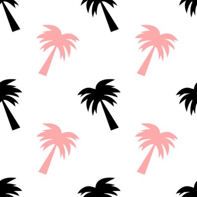 Behang Zwarte en roze contouren van bomen