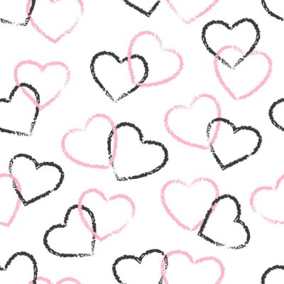 Behang Zwarte en roze harten