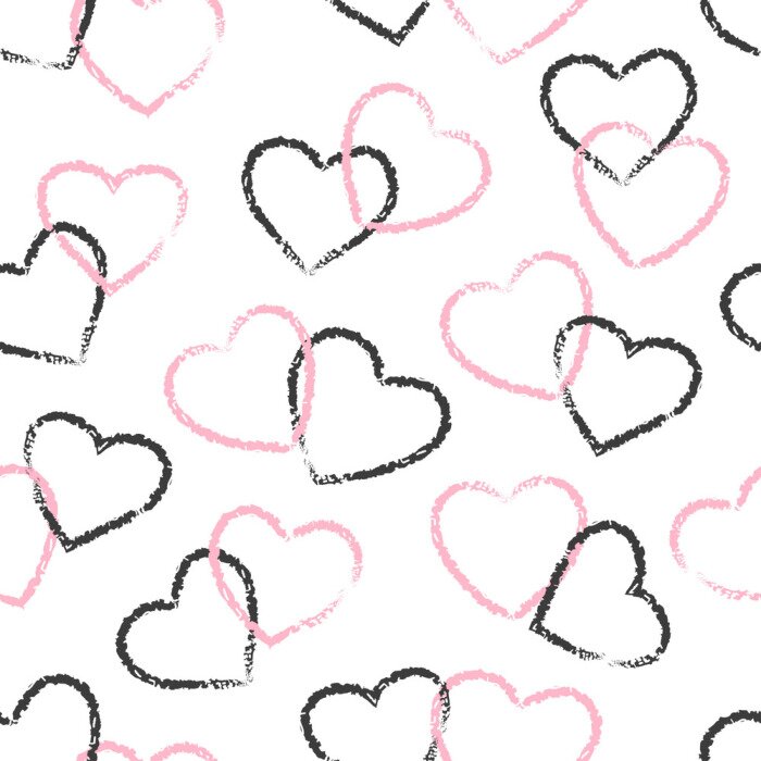 Behang Zwarte en roze harten
