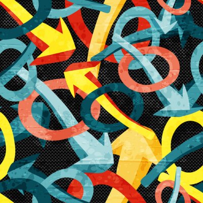 Behang Zwarte graffiti met gekleurde pijlen