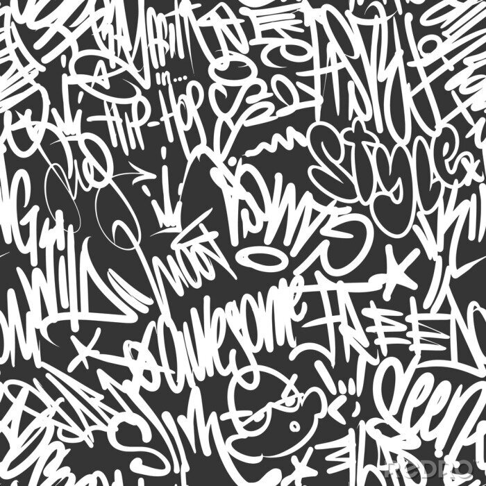 Behang Zwarte graffiti met witte letters