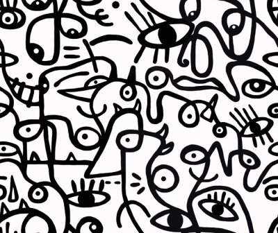 Behang Zwarte graffiti op een witte achtergrond