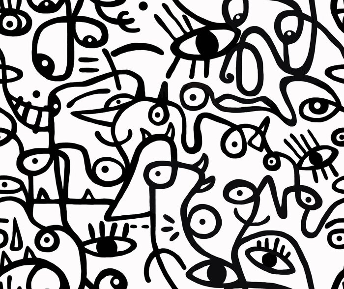 Behang Zwarte graffiti op een witte achtergrond