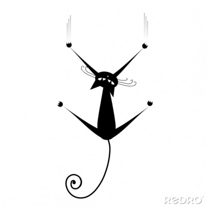 Behang Zwarte kat silhouet voor uw ontwerp