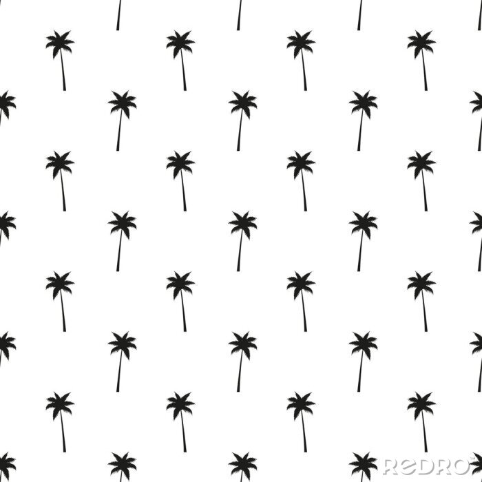Behang Zwarte omtrek van palmbomen