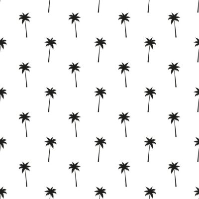 Behang Zwarte omtrek van palmbomen