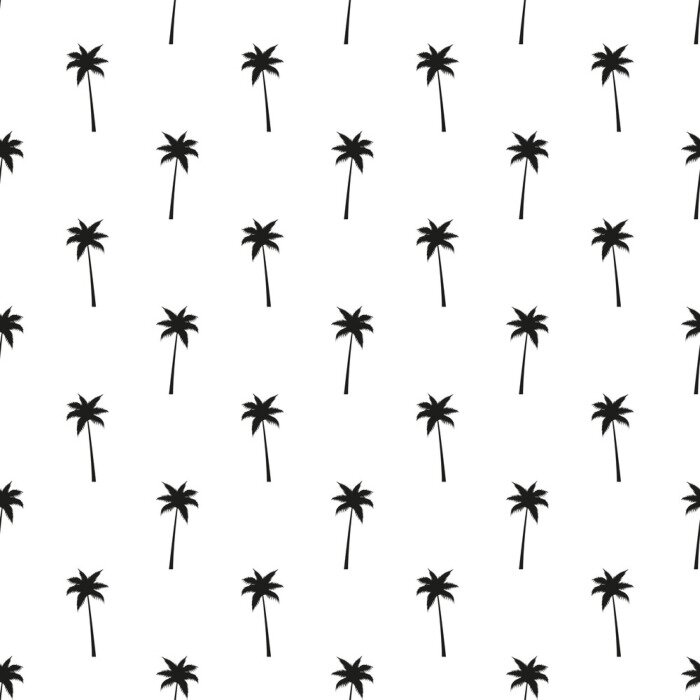Behang Zwarte omtrek van palmbomen